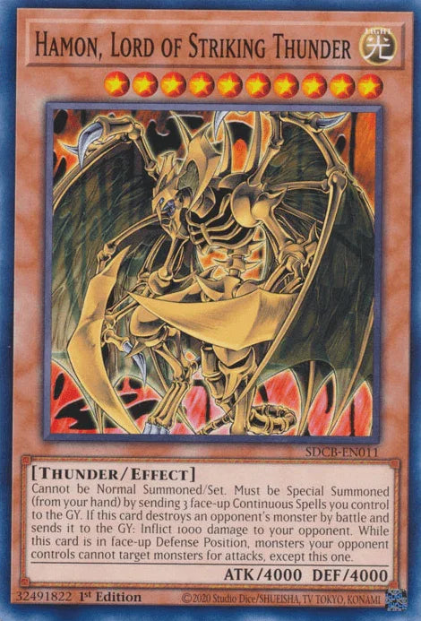 1st Edition, Common, Effect Monster, Light, Structure Deck: Legend of the Crystal Beasts, Thunder Hamon, Lord of Striking Thunder [SDCB-EN011] Common - Trading Card World