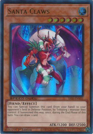 1st Edition, Effect Monster, Fiend, Light, Speed Duel: Twisted Nightmares, Ultra Rare Santa Claws [SS05-ENV01] Ultra Rare - Trading Card World