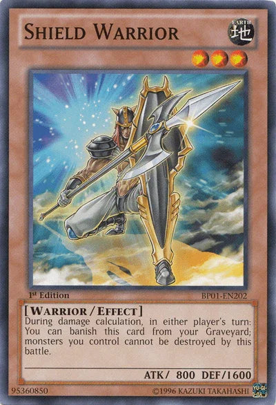 1st Edition, Battle Pack: Epic Dawn, Common, Earth, Effect Monster, Unlimited, Warrior Shield Warrior [BP01-EN202] Common - Trading Card World