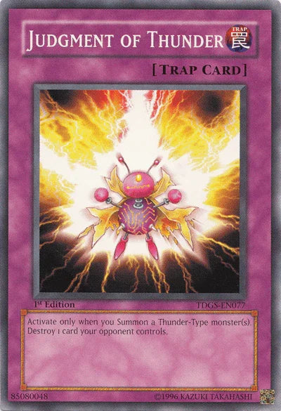 1st Edition, Common, Normal Trap, The Duelist Genesis, Trap, Unlimited Judgment of Thunder [TDGS-EN077] Common - Trading Card World