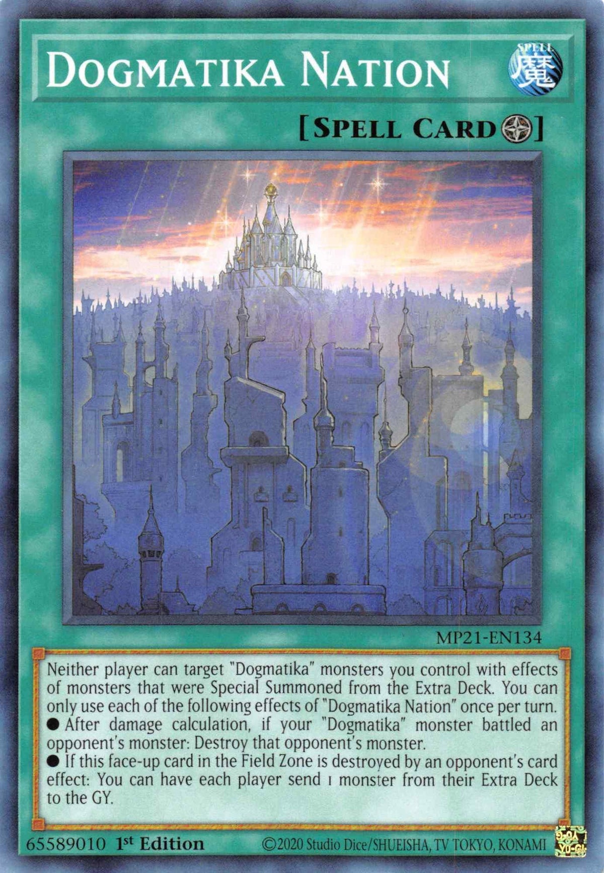 1st Edition, 2021 Tin of Ancient Battles, Common, Field Spell, Spell Dogmatika Nation [MP21-EN134] Common - Trading Card World