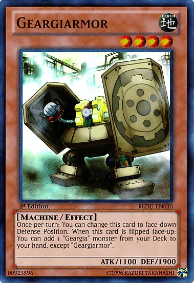 1st Edition, Earth, Effect Monster, Machine, Return of the Duelist, Super Rare, Unlimited Geargiarmor [REDU-EN030] Super Rare - Trading Card World