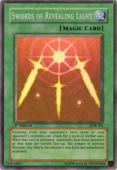 1st Edition, Normal Spell, Spell, Super Rare, The Legend of Blue Eyes White Dragon, Unlimited Swords of Revealing Light [LOB-101] Super Rare - Trading Card World
