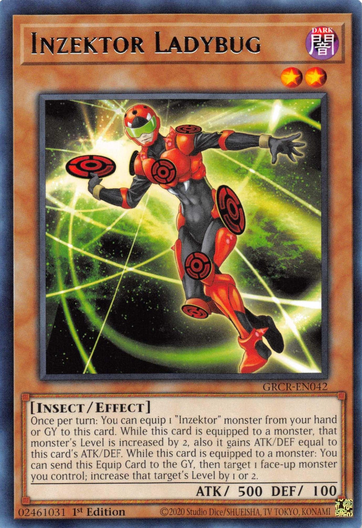1st Edition, Dark, Effect Monster, Insect, Rare, The Grand Creators Inzektor Ladybug [GRCR-EN042] Rare - Trading Card World