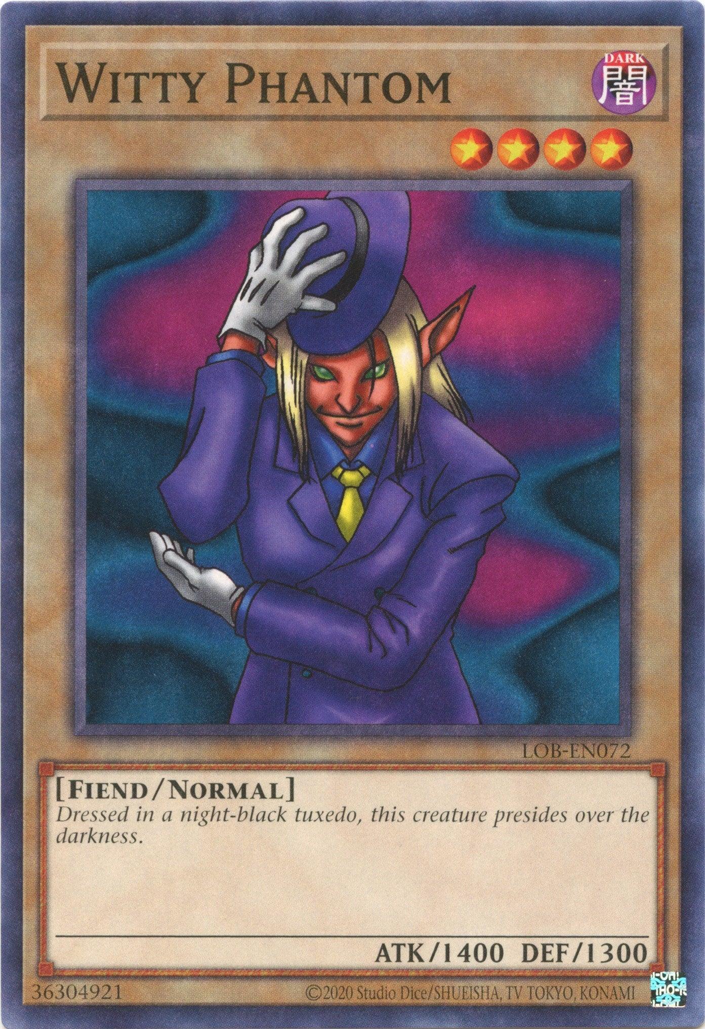 Common, Dark, Fiend, Legend of Blue Eyes White Dragon (25th Anniversary Edition), Normal Monster, Unlimited Witty Phantom (25th Anniversary) [LOB-EN072] Common - Trading Card World