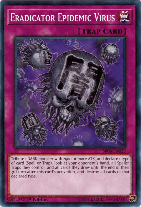 1st Edition, Common, Normal Trap, Structure Deck: Lair of Darkness, Trap Eradicator Epidemic Virus [SR06-EN033] Common - Trading Card World