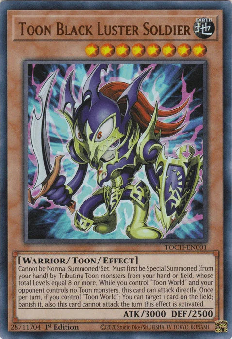 1st Edition, Earth, Toon Chaos, Toon/Effect Monster, Ultra Rare, Unlimited, Warrior Toon Black Luster Soldier [TOCH-EN001] Ultra Rare - Trading Card World