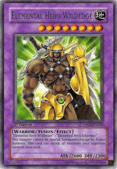 1st Edition, Duelist Pack 3: Jaden Yuki 2, Earth, Fusion/Effect Monster, Rare, Unlimited, Warrior Elemental Hero Wildedge [DP03-EN010] Rare - Trading Card World