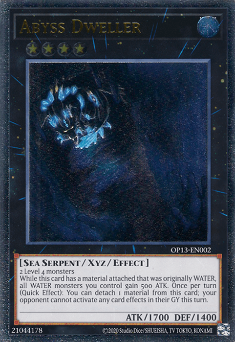 OTS Tournament Pack 13, Sea Serpent, Ultimate Rare, Unlimited, Water, Xyz/Effect Monster Abyss Dweller [OP13-EN002] Ultimate Rare - Trading Card World