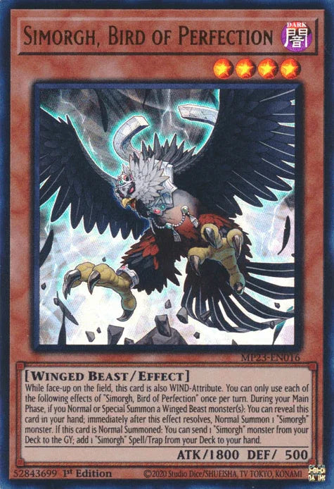 1st Edition, Dark, Dueling Heroes Collectors Tin - Mega Pack (25th Anniversary Edition), Effect Monster, Ultra Rare, Winged Beast Simorgh, Bird of Perfection [MP23-EN016] Ultra Rare - Trading Card World