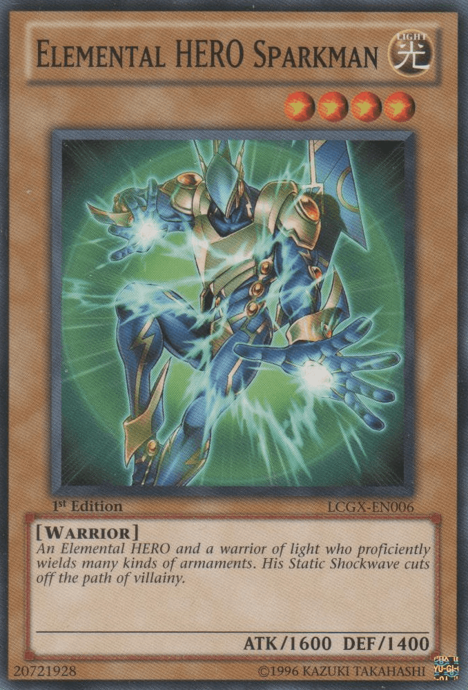 1st Edition, Common, Legendary Collection 2, Light, Normal Monster, Unlimited, Warrior Elemental HERO Sparkman [LCGX-EN006] Common - Trading Card World