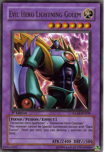 1st Edition, Fiend, Fusion/Effect Monster, Gladiator's Assault, Light, Ultra Rare, Unlimited Evil Hero Lightning Golem [GLAS-EN039] Ultra Rare - Trading Card World