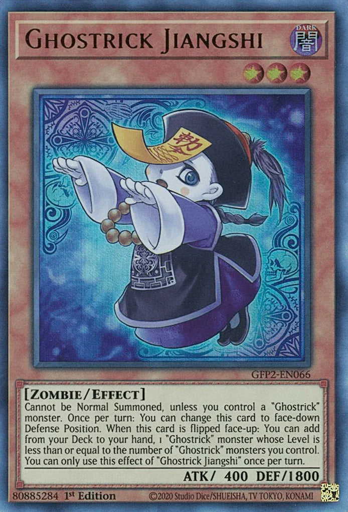 1st Edition, Dark, Effect Monster, Ghosts From the Past: The 2nd Haunting, Ultra Rare, Zombie Ghostrick Jiangshi [GFP2-EN066] Ultra Rare - Trading Card World