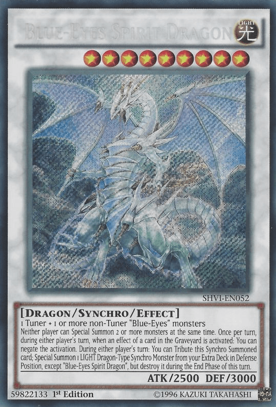 1st Edition, Dragon, Light, Secret Rare, Shining Victories, Synchro/Effect Monster, Unlimited Blue-Eyes Spirit Dragon [SHVI-EN052] Secret Rare - Trading Card World