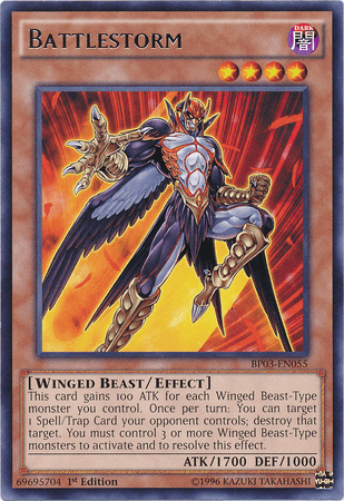 1st Edition, Battle Pack 3: Monster League, Dark, Effect Monster, Rare, Winged Beast Battlestorm [BP03-EN055] Rare - Trading Card World