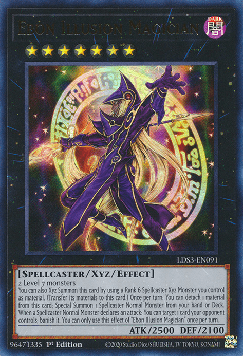 1st Edition, Dark, Legendary Duelists: Season 3, Spellcaster, Ultra Rare, Xyz/Effect Monster Ebon Illusion Magician [LDS3-EN091] Ultra Rare - Trading Card World