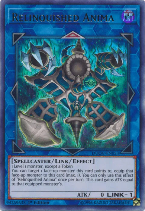 1st Edition, Dark, Duel Overload, Link/Effect Monster, Spellcaster, Ultra Rare Relinquished Anima [DUOV-EN053] Ultra Rare - Trading Card World