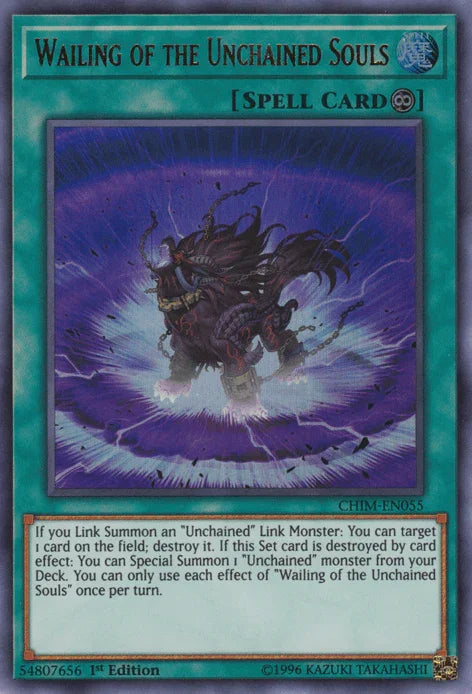 1st Edition, Chaos Impact, Continuous Spell, Spell, Ultra Rare, Unlimited Wailing of the Unchained Souls [CHIM-EN055] Ultra Rare - Trading Card World