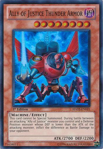 1st Edition, Dark, Effect Monster, Hidden Arsenal 2, Machine, Super Rare, Unlimited Ally of Justice Thunder Armor [HA02-EN021] Super Rare - Trading Card World