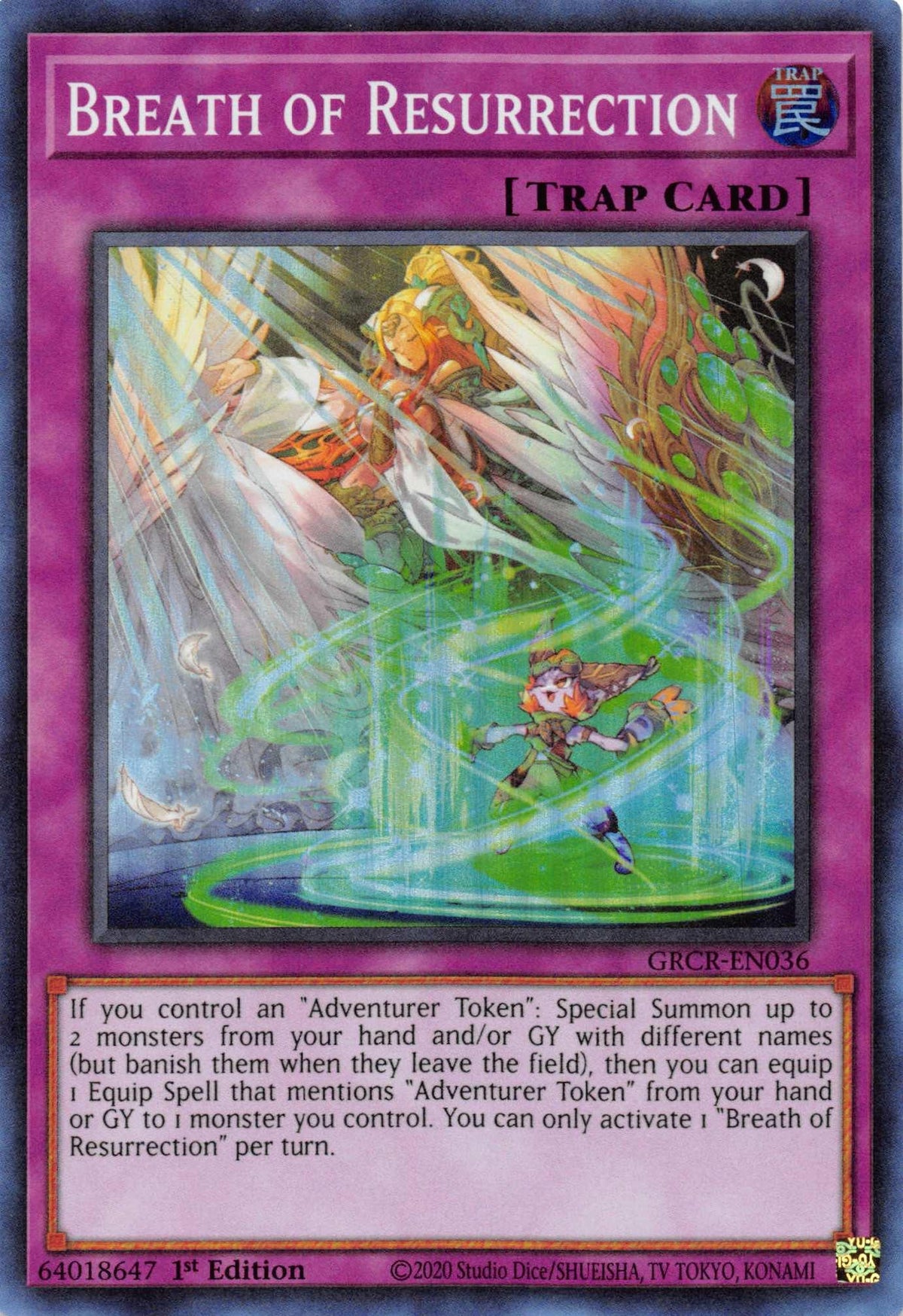 1st Edition, Normal Trap, Super Rare, The Grand Creators, Trap Breath of Resurrection [GRCR-EN036] Super Rare - Trading Card World