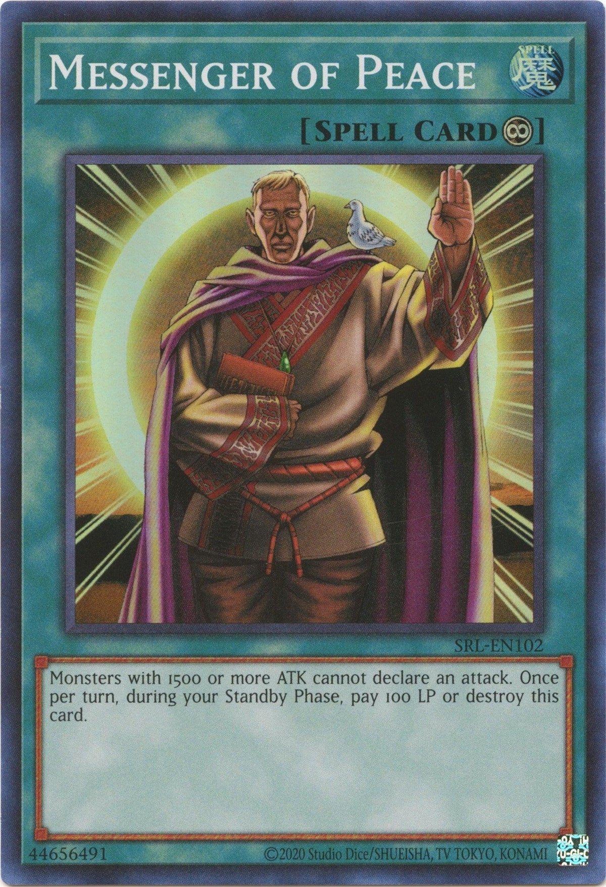 Normal Spell, Spell, Spell Ruler (25th Anniversary Edition), Super Rare, Unlimited Messenger of Peace (25th Anniversary) [SRL-EN102] Super Rare - Trading Card World