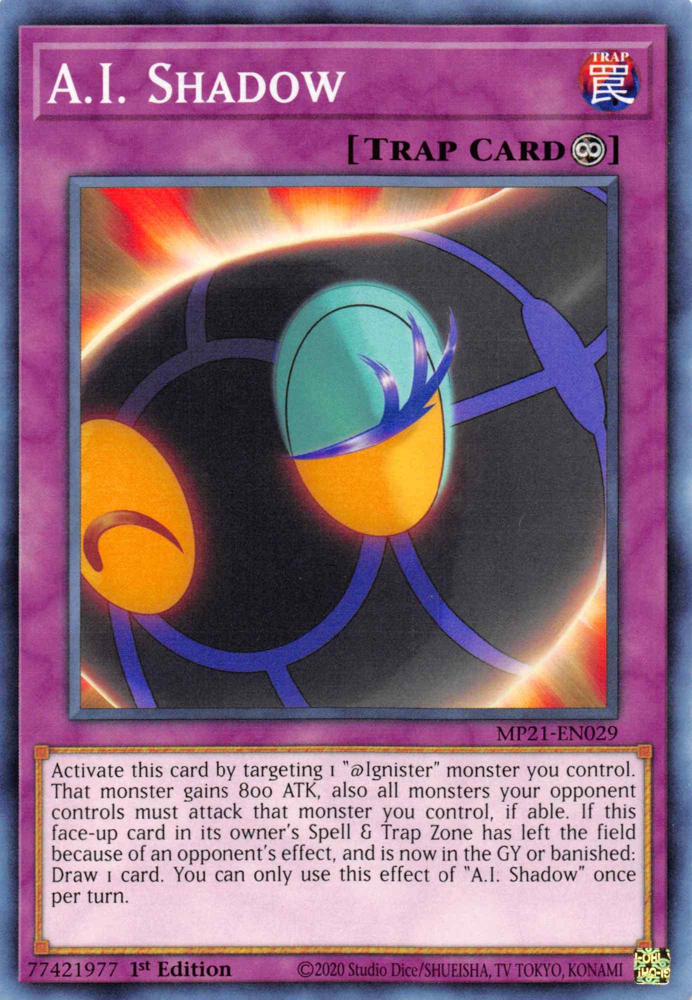 1st Edition, 2021 Tin of Ancient Battles, Common, Continuous Trap, Trap A.I. Shadow [MP21-EN029] Common - Trading Card World