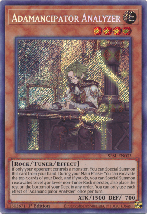 1st Edition, Earth, Rock, Secret Rare, Secret Slayers, Tuner/Effect Monster Adamancipator Analyzer [SESL-EN003] Secret Rare - Trading Card World