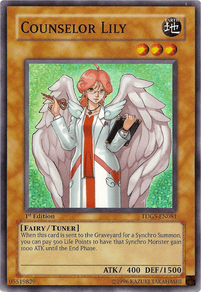 1st Edition, Earth, Fairy, Super Rare, The Duelist Genesis, Tuner/Effect Monster, Unlimited Counselor Lily [TDGS-EN081] Super Rare - Trading Card World