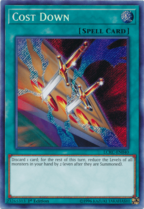 1st Edition, Legendary Collection Kaiba, Normal Spell, Secret Rare, Spell, Unlimited Cost Down [LCKC-EN040] Secret Rare - Trading Card World