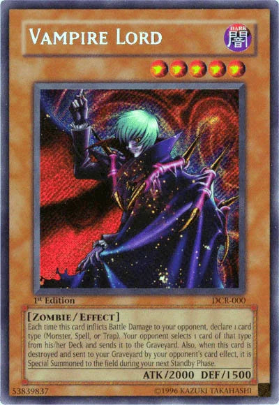 1st Edition, Dark, Dark Crisis, Effect Monster, Secret Rare, Unlimited, Zombie Vampire Lord [DCR-000] Secret Rare - Trading Card World