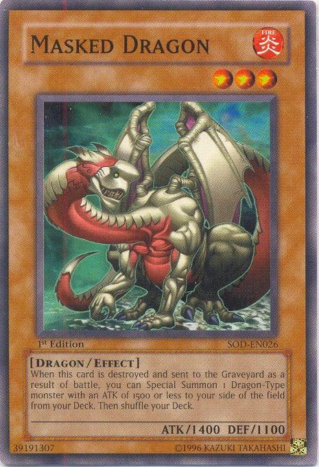 1st Edition, Common, Dragon, Effect Monster, Fire, Soul of the Duelist, Unlimited Masked Dragon [SOD-EN026] Common - Trading Card World