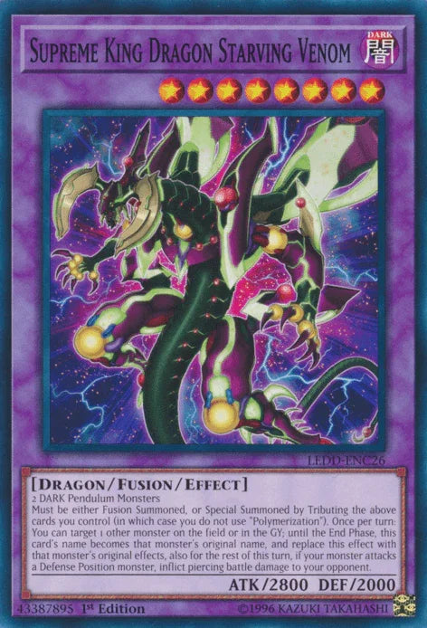 1st Edition, Common, Dark, Dragon, Fusion/Effect Monster, Legendary Dragon Decks Supreme King Dragon Starving Venom [LEDD-ENC26] Common - Trading Card World