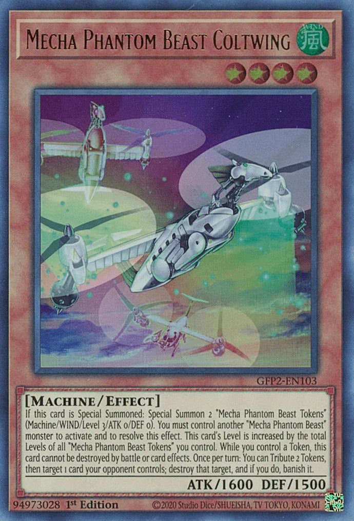 1st Edition, Effect Monster, Ghosts From the Past: The 2nd Haunting, Machine, Ultra Rare, Wind Mecha Phantom Beast Coltwing [GFP2-EN103] Ultra Rare - Trading Card World