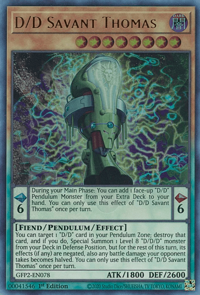 1st Edition, Dark, Fiend, Ghosts From the Past: The 2nd Haunting, Pendulum/Effect Monster, Ultra Rare D/D Savant Thomas [GFP2-EN078] Ultra Rare - Trading Card World