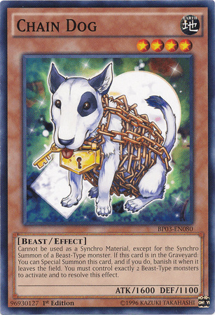 1st Edition, Battle Pack 3: Monster League, Beast, Common, Earth, Effect Monster Chain Dog [BP03-EN080] Common - Trading Card World