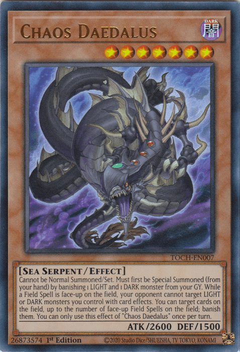 1st Edition, Dark, Effect Monster, Sea Serpent, Toon Chaos, Ultra Rare, Unlimited Chaos Daedalus [TOCH-EN007] Ultra Rare - Trading Card World