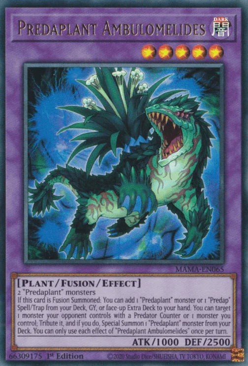 1st Edition, Dark, Fusion/Effect Monster, Magnificent Mavens, Plant, Ultra Rare Predaplant Ambulomelides [MAMA-EN065] Ultra Rare - Trading Card World