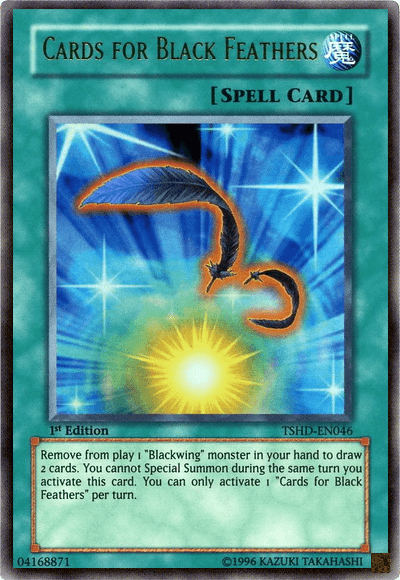 1st Edition, Normal Spell, Spell, The Shining Darkness, Ultra Rare, Unlimited Cards for Black Feathers [TSHD-EN046] Ultra Rare - Trading Card World
