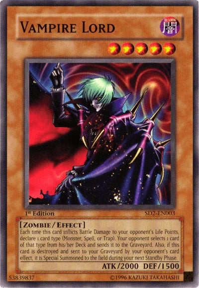 1st Edition, Common, Dark, Effect Monster, Structure Deck: Zombie Madness, Unlimited, Zombie Vampire Lord [SD2-EN003] Common - Trading Card World
