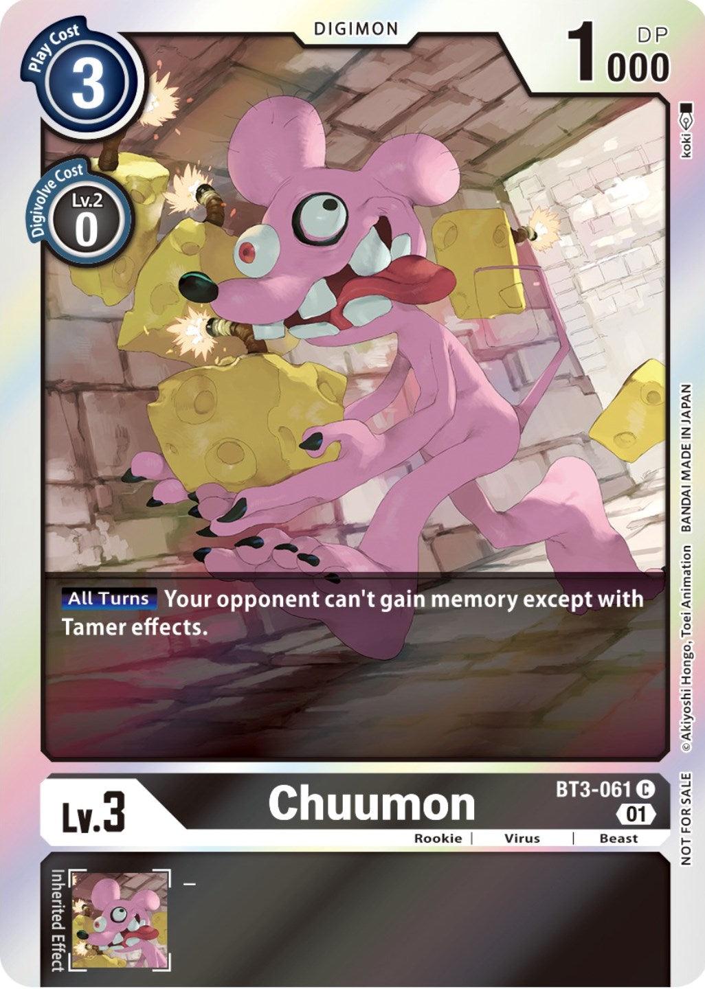 Beast, Black, BT3-061, Digimon, Promo, Release Special Booster Promos, Rookie, Virus Chuumon [BT3-061] (Official Tournament Pack Vol. 7) [Release Special Booster Promos] - Trading Card World