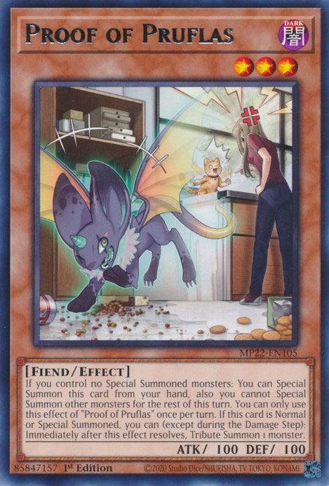 1st Edition, 2022 Tin of the Pharaoh's Gods, Dark, Effect Monster, Fiend, Rare Proof of Pruflas [MP22-EN105] Rare - Trading Card World