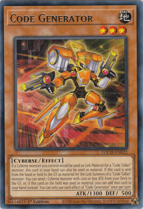 1st Edition, Cyberse, Earth, Effect Monster, Rare, Toon Chaos, Unlimited Code Generator [TOCH-EN022] Rare - Trading Card World