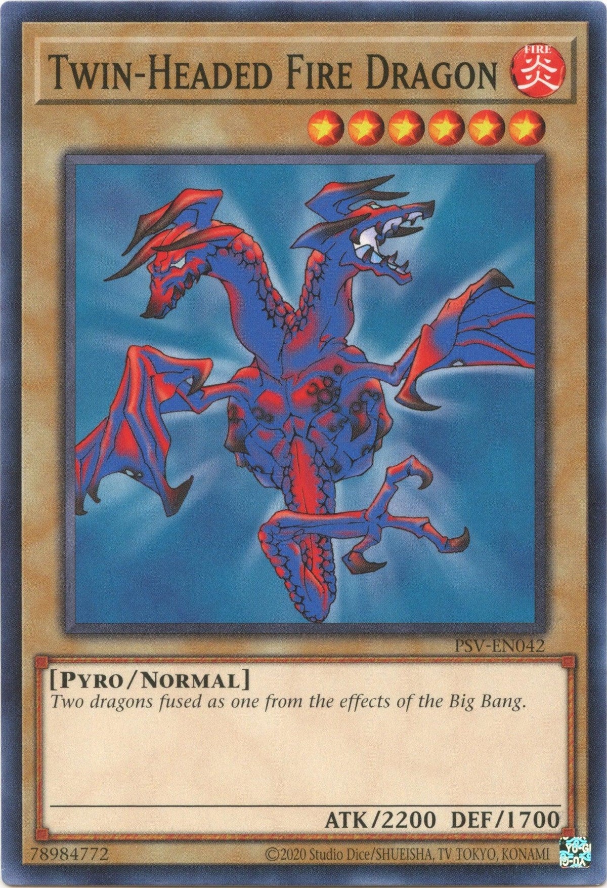 Common, Fire, Normal Monster, Pharaoh's Servant (25th Anniversary Edition), Pyro, Unlimited Twin-Headed Fire Dragon (25th Anniversary) [PSV-EN042] Common - Trading Card World