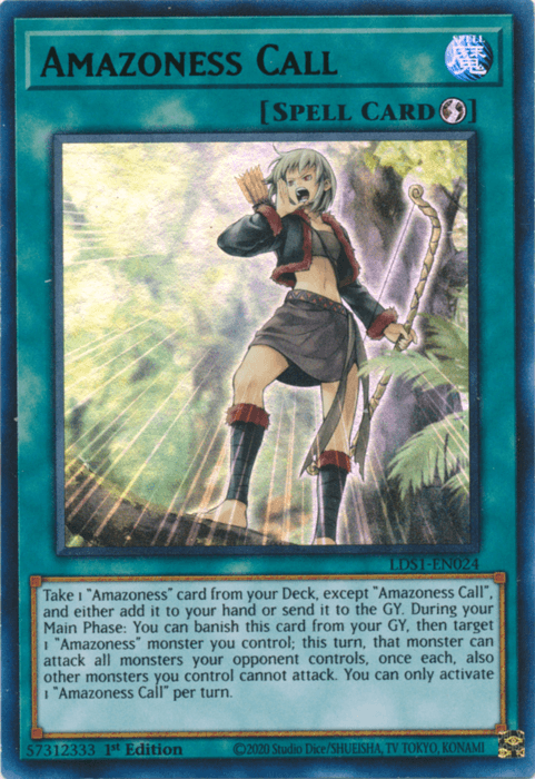 1st Edition, Legendary Duelists: Season 1, Quick Play Spell, Spell, Ultra Rare Amazoness Call (Green) [LDS1-EN024] Ultra Rare - Trading Card World