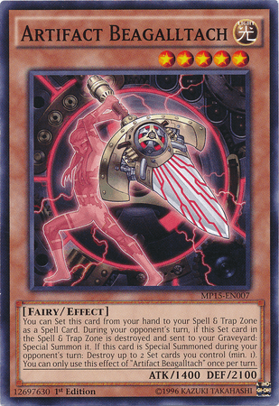 1st Edition, 2015 Mega-Tins Mega Pack, Common, Effect Monster, Fairy, Light Artifact Beagalltach [MP15-EN007] Common - Trading Card World