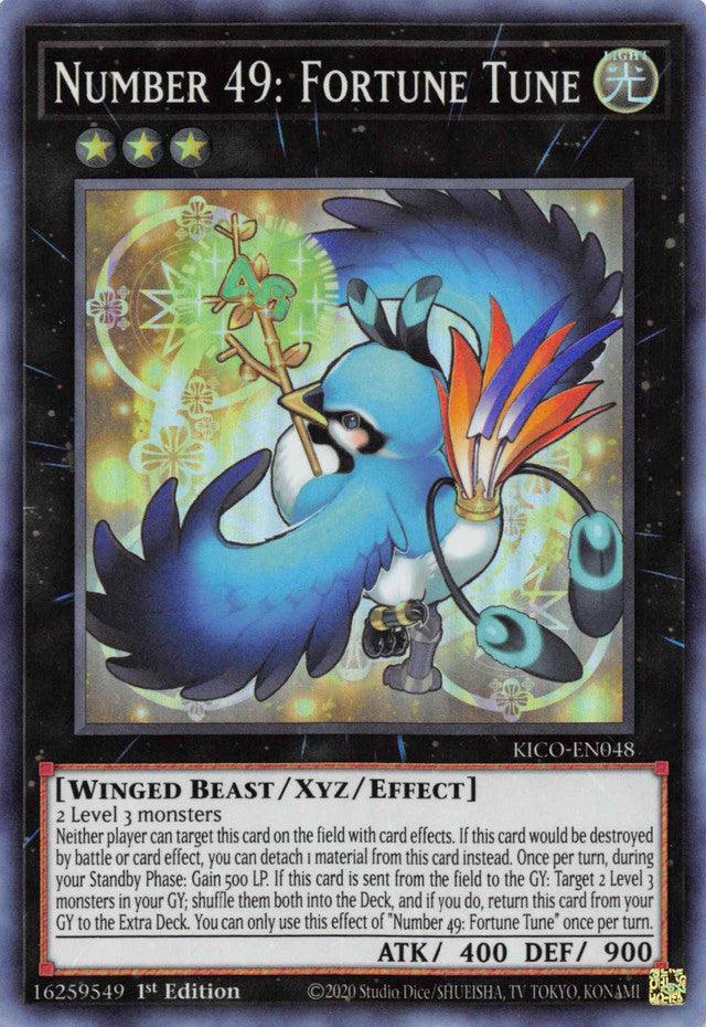 1st Edition, King's Court, Light, Super Rare, Winged Beast, Xyz/Effect monster Number 49: Fortune Tune [KICO-EN048] Super Rare - Trading Card World