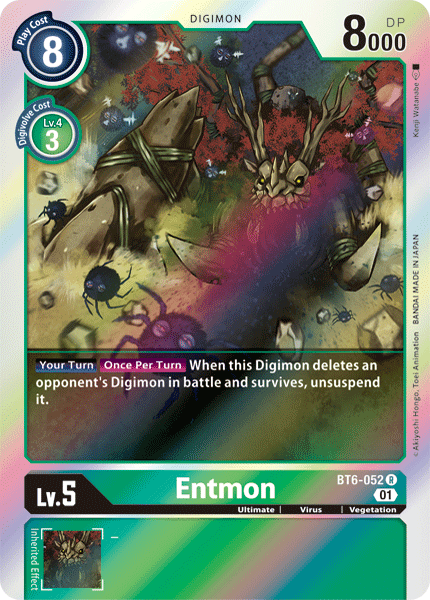 BT6-052, Digimon, Double Diamond, Green, Rare, Ultimate, Vegetation, Virus Entmon [BT6-052] [Double Diamond] - Trading Card World