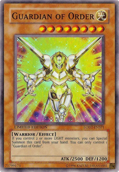 Effect Monster, Light, Light of Destruction, Limited, Super Rare, Warrior Guardian of Order [LODT-ENSP1] Super Rare - Trading Card World