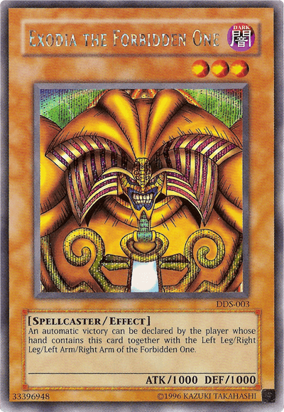 Dark, Effect Monster, Limited, Secret Rare, Spellcaster, Video Game Promotional Cards Exodia the Forbidden One (Dark Duel Stories) [DDS-003] Secret Rare - Trading Card World