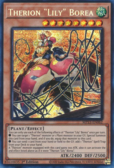 1st Edition, Dueling Heroes Collectors Tin - Mega Pack (25th Anniversary Edition), Effect Monster, Plant, Prismatic Secret Rare, Wind Therion "Lily" Borea [MP23-EN062] Prismatic Secret Rare - Trading Card World